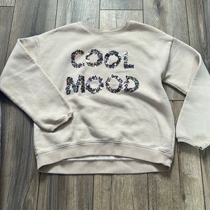 Beige “cool mood” sparkle letters sweater from Zara size 13-14